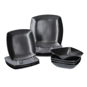 Raven 12 Piece Dinner Set Black
