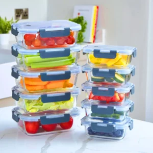 Neo: 10 Glass Containers & 10 Lids Food Storage Set – 10 Piece