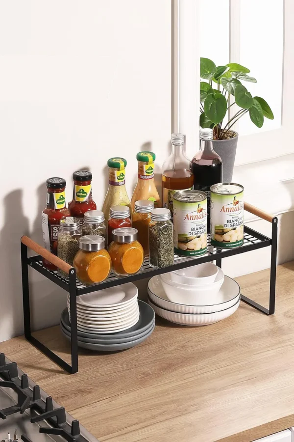 2-Tier Kitchen Spice Rack Space Saving Free Standing Countertop Organiser 35cm