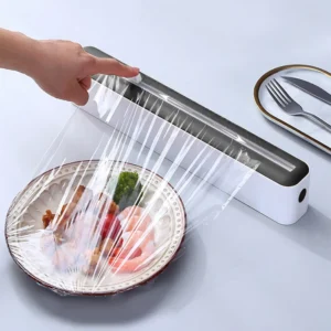 Wall Mounted Plastic Wrap Dispenser Cling Film Foil Cutter with Suction Cup