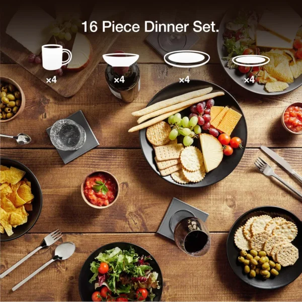 VonShef 16 Piece Ceramic Dinner Set - Image 2