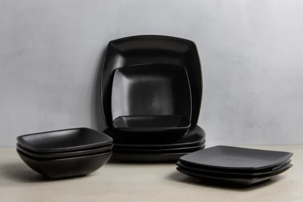 Raven 12 Piece Dinner Set Black - Image 2