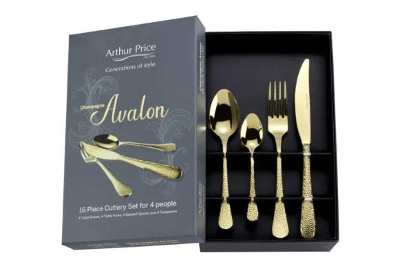 'Champagne Avalon' Stainless Steel 16 Piece 4 Person Gift Boxed Cutlery Set - Image 2