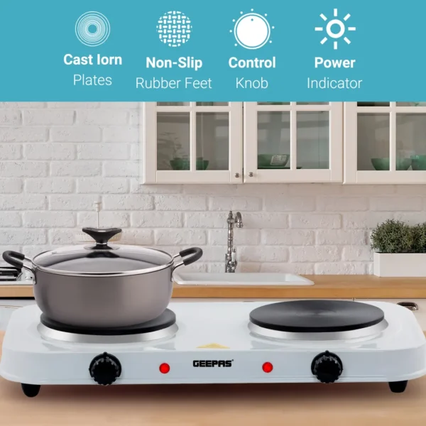 Hot Plate Electric Cooker Double Portable Table Top Kitchen Hob Stove 2000W - Image 2