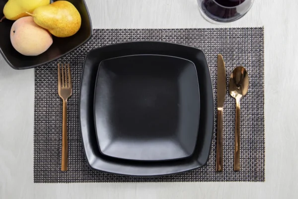 Raven 12 Piece Dinner Set Black - Image 3