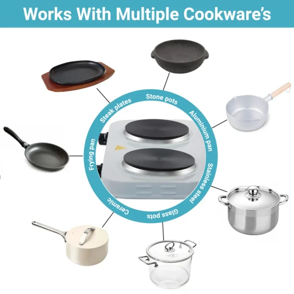 Hot Plate Electric Cooker Double Portable Table Top Kitchen Hob Stove 2000W - Image 3