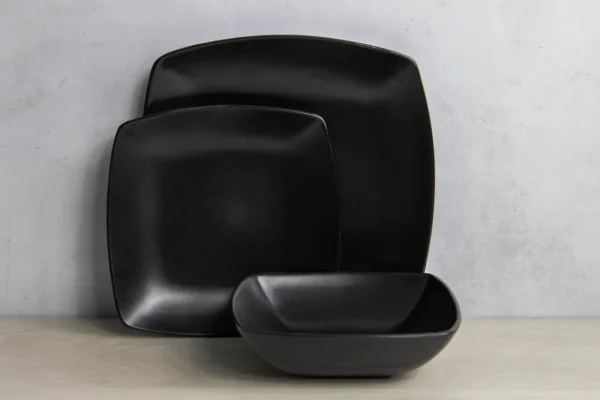 Raven 12 Piece Dinner Set Black - Image 5
